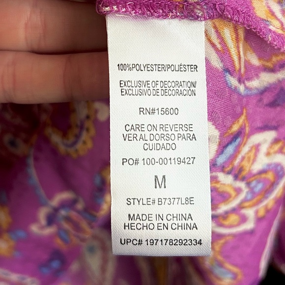 DEMOCRACY Satin Jacquard Paisley Ruffle Peasant Blouse Boho Retro Southwest | M - Picture 13 of 14